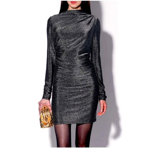 Walter Baker Women's Shimmer Black Camilla Mini Dress Size M - Picture 1 of 13